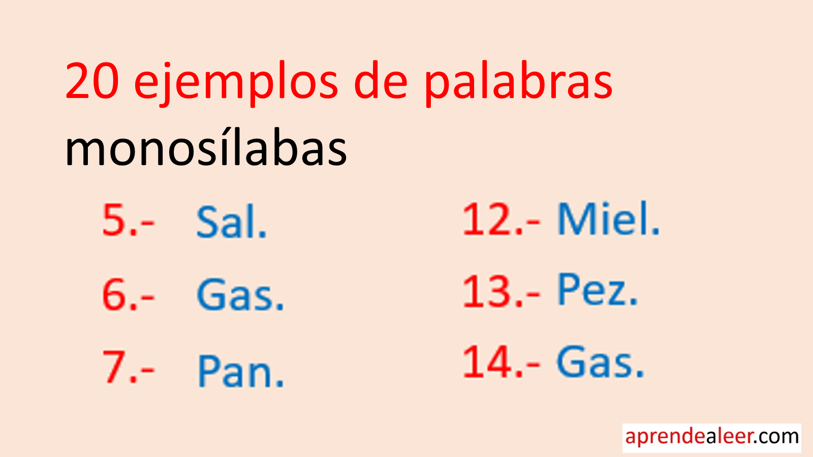 20 Ejemplos De Palabras Monosílabas 